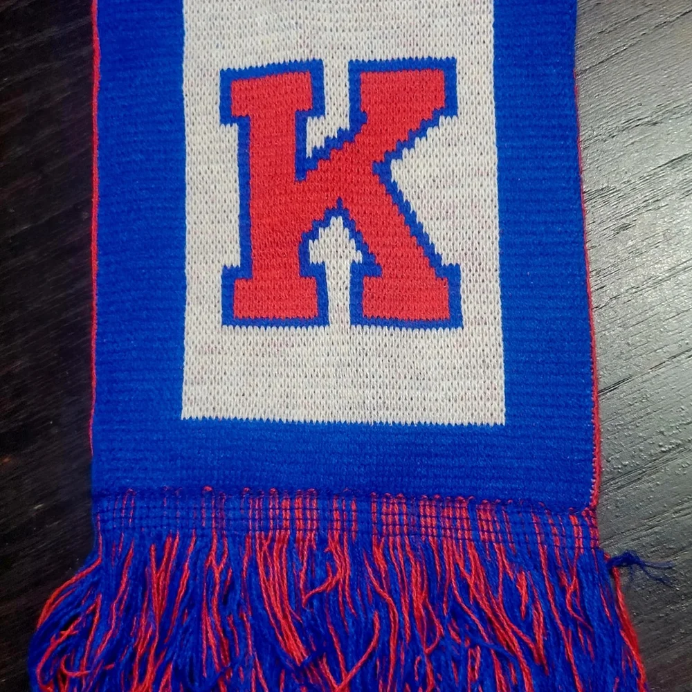 Kansas Jayhawks Est 1865 Red White Blue Scarf